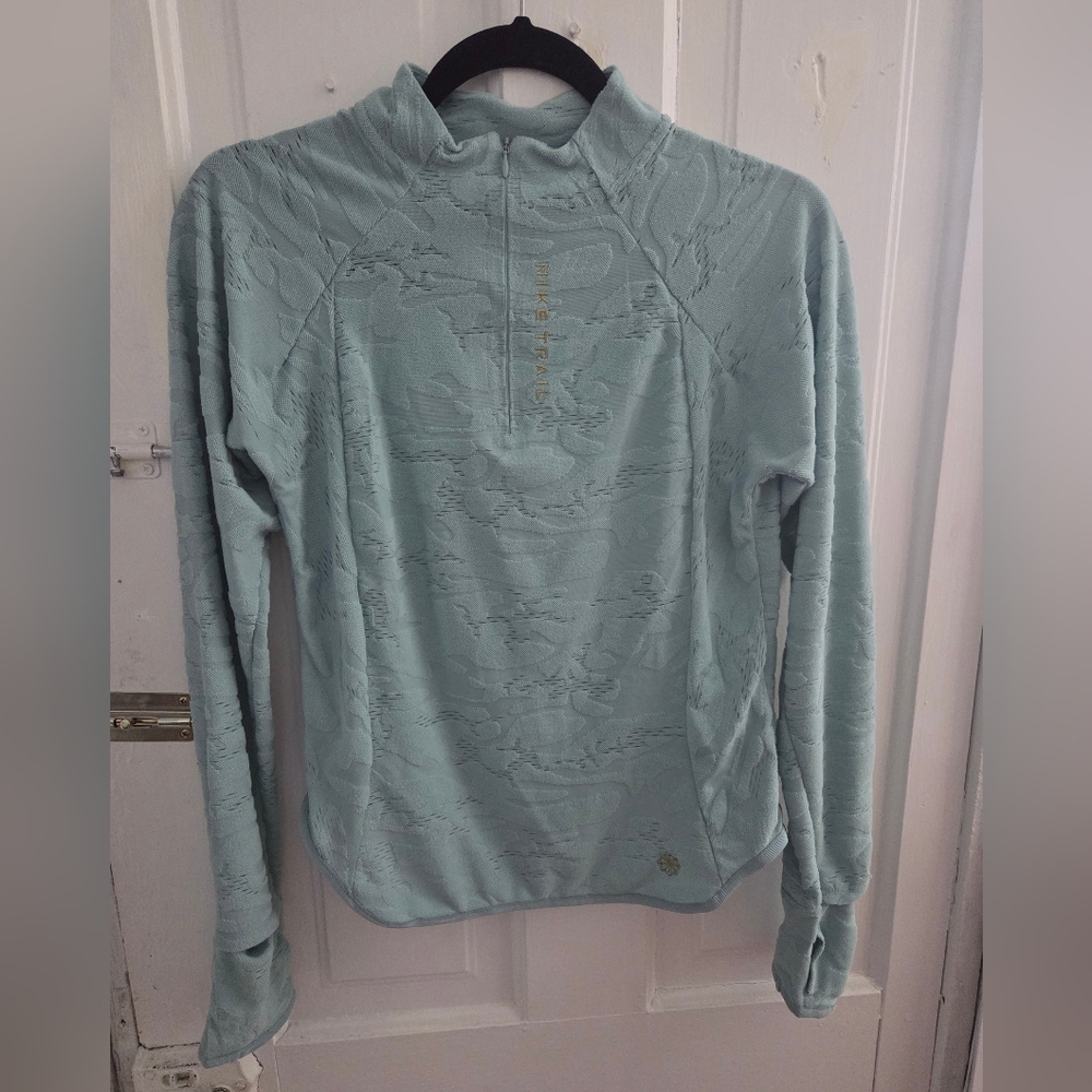 Nike Dri-Fit Trail Light Blue Somewhat See-thru Lace overlay Material Pullover